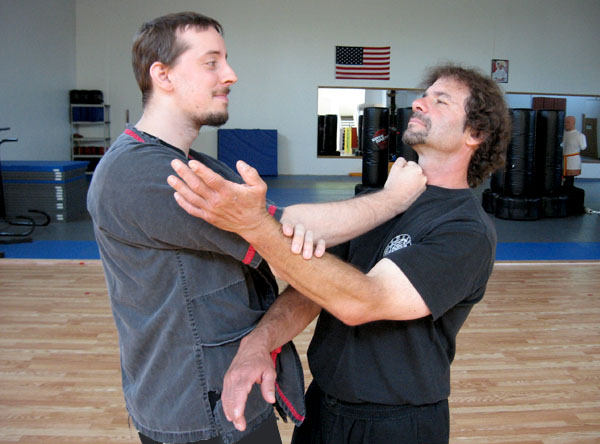 Chi sao - or sticking hands - excercises on the kung fu floor